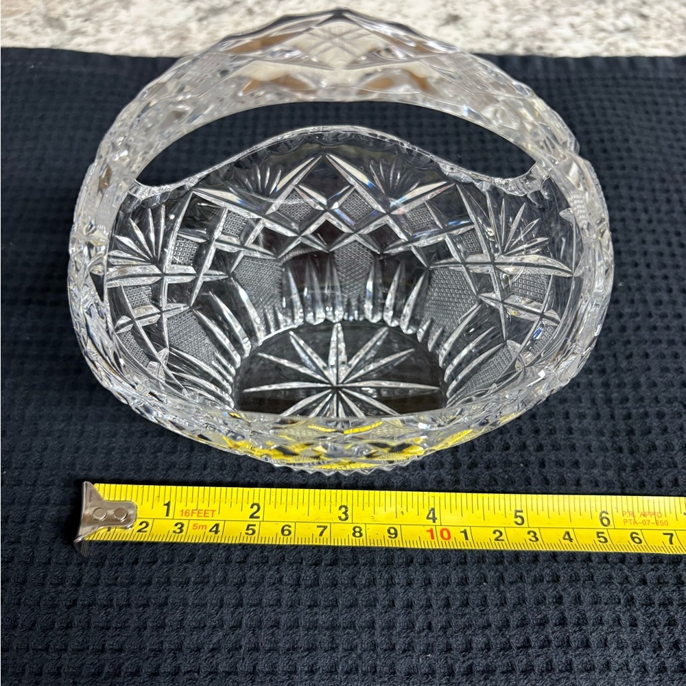 Vintage Lead Crystal Clear Cut Glass Basket with Handle Trinket Candy Dish 5" - Picture 6 of 8